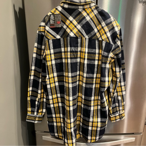 FiveBrother NEW XLT Heavy Flannel plaid Shirt Pearl Snap black yellow TALL MENS - Picture 2 of 13